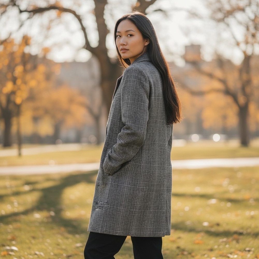 Avec Les Filles Gray Checkered Blazer